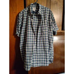 LL Bean Men's 2XL Plaid Short Sleeve Button Down Shirt Pocket Wrinkle Free